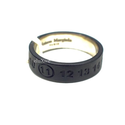 NWT $380 Maison Margiela .925 Silver Black PVD Numbers Logo Ring