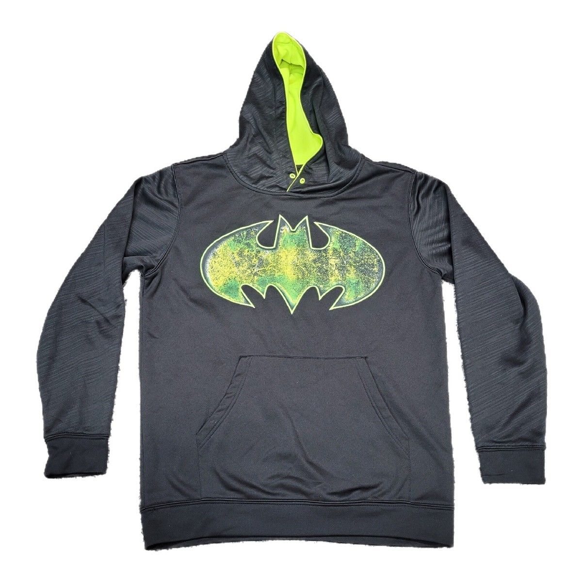 Batman Size Large Hoodie Pullover by TM & DC Comics Black Neon