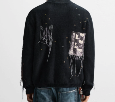 Zara x Andersson Bell Jacquard Patch Cardigan Black 2893/435/800