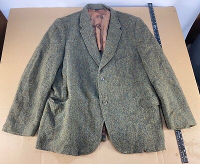 Early Vintage 40s 50s Harris Tweed Distressed Sports Coat Jacket