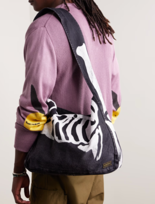 Kapital 14 oz. Denim Bone Print Book Bag Black /Shoulder bag | eBay