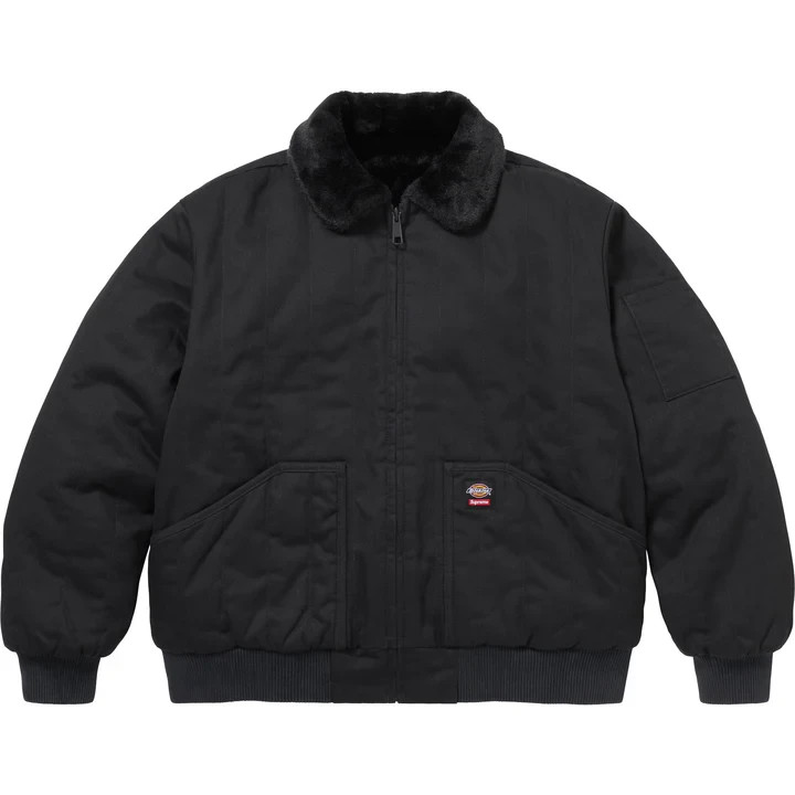 Supreme Dickies Reversible Quilted Faux Fur Work Jacket Black | eBay
