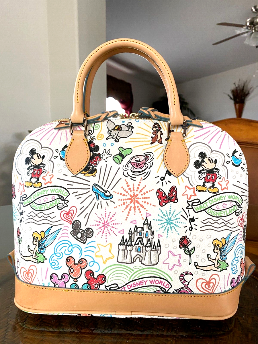 Dooney & Bourke Walt Disney World White Sketch Zip-Zip Satchel Bag