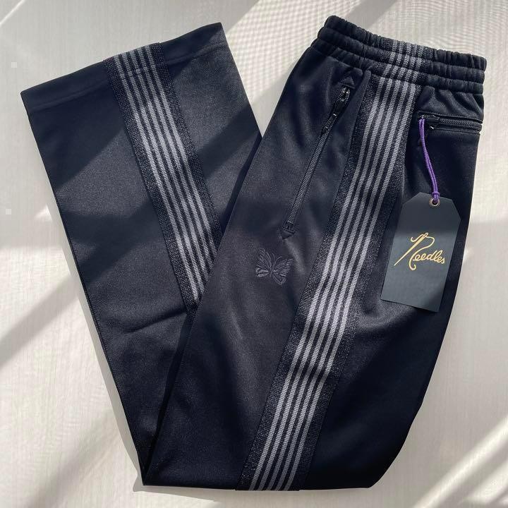 NEEDLES Track Pants Straight Black x Gray lines LQ430 Size-S New