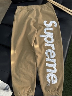 Supreme Satin Appliqué Sweatpants FW25 Brand New Size XL Tan | eBay