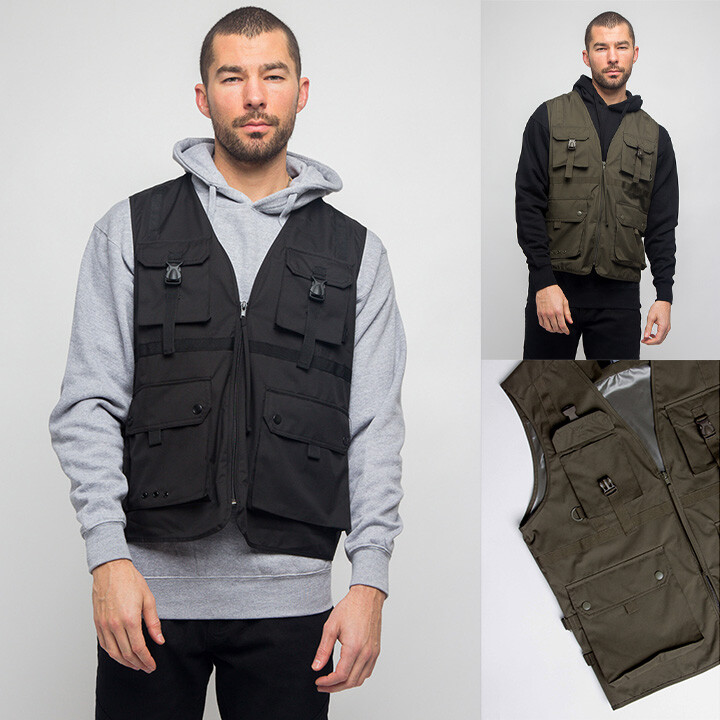 Victorious Men's Casual Utility Buckled Pocket Zipper Tactical