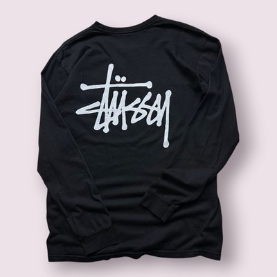 Vintage Men's Stussy Spellout Long Sleeve Graphic Shirt Y2K Sz M