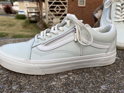 VANS MINT GREEN OLD SKOOL ZIPPER LEATHER SNEAKERS MENS US 6 WOMENS