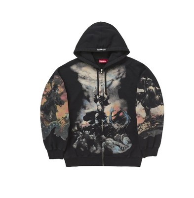 NEW Size SMALL Supreme Frank Frazetta Black Zip Up Hooded
