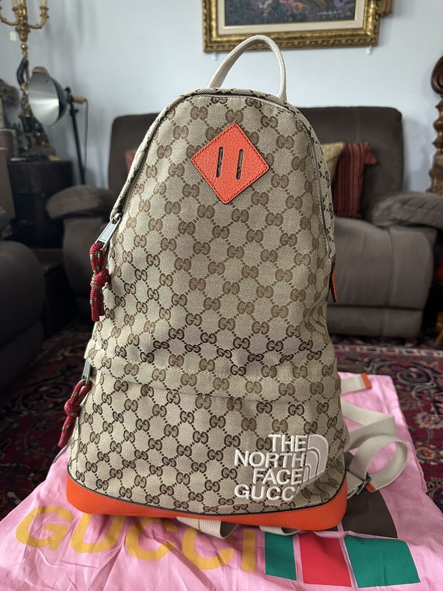 NWT Gucci x The North Face Backpack Beige/Orange Limited Edition