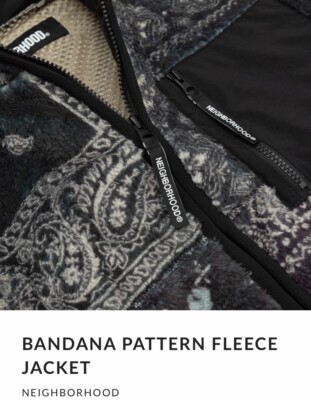 Neighborhood Japan Bandana Pattern Fleece Black Jacket XL