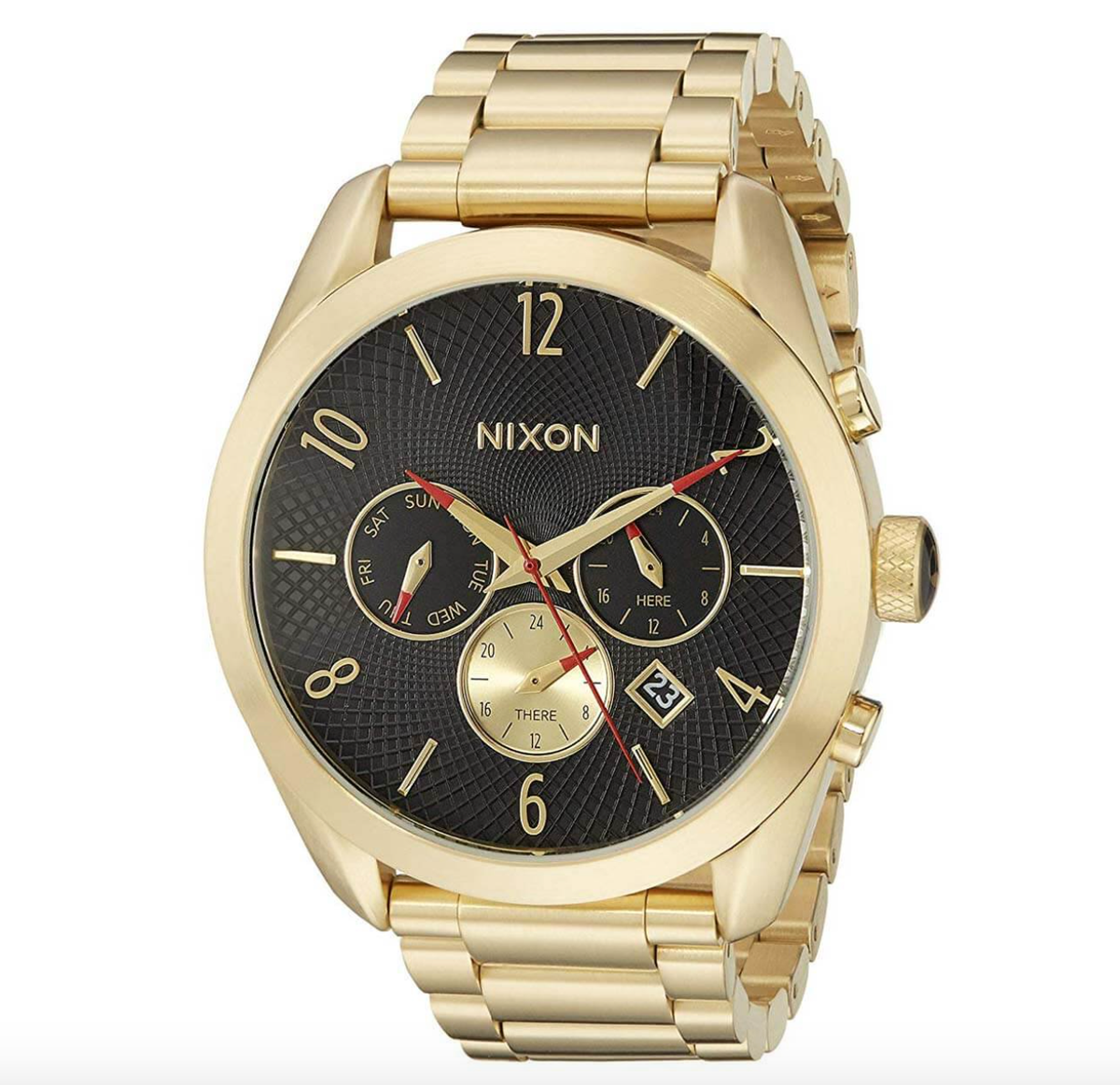 Nixon Bullet Chronograph Gold Watch With Black Face, 42mm, A366
