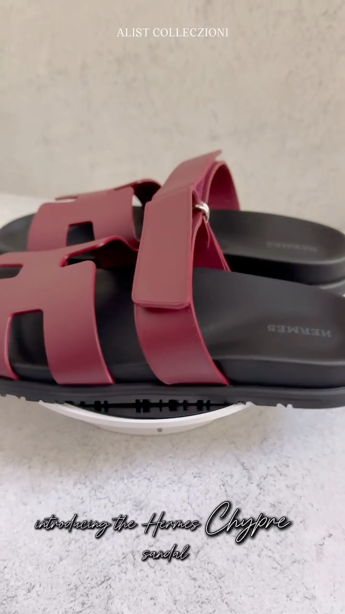 BNIB Hermès Chypre Sandals Rouge H Calfskin Leather Size 38.5 | eBay