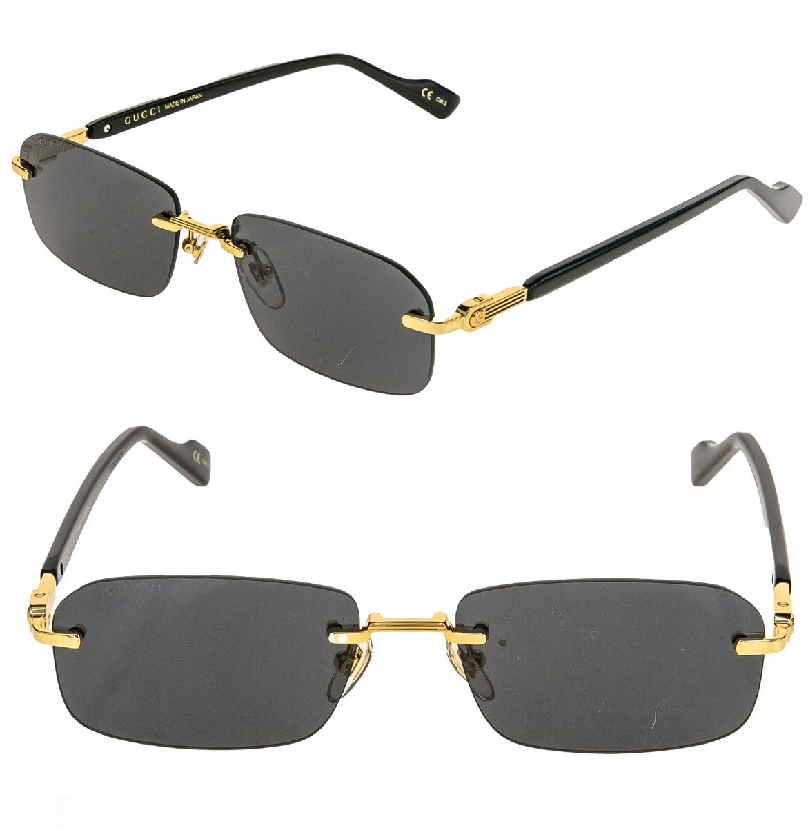GUCCI WEB Logo 1221 Black Gold 001 Rimless Narrow Unisex