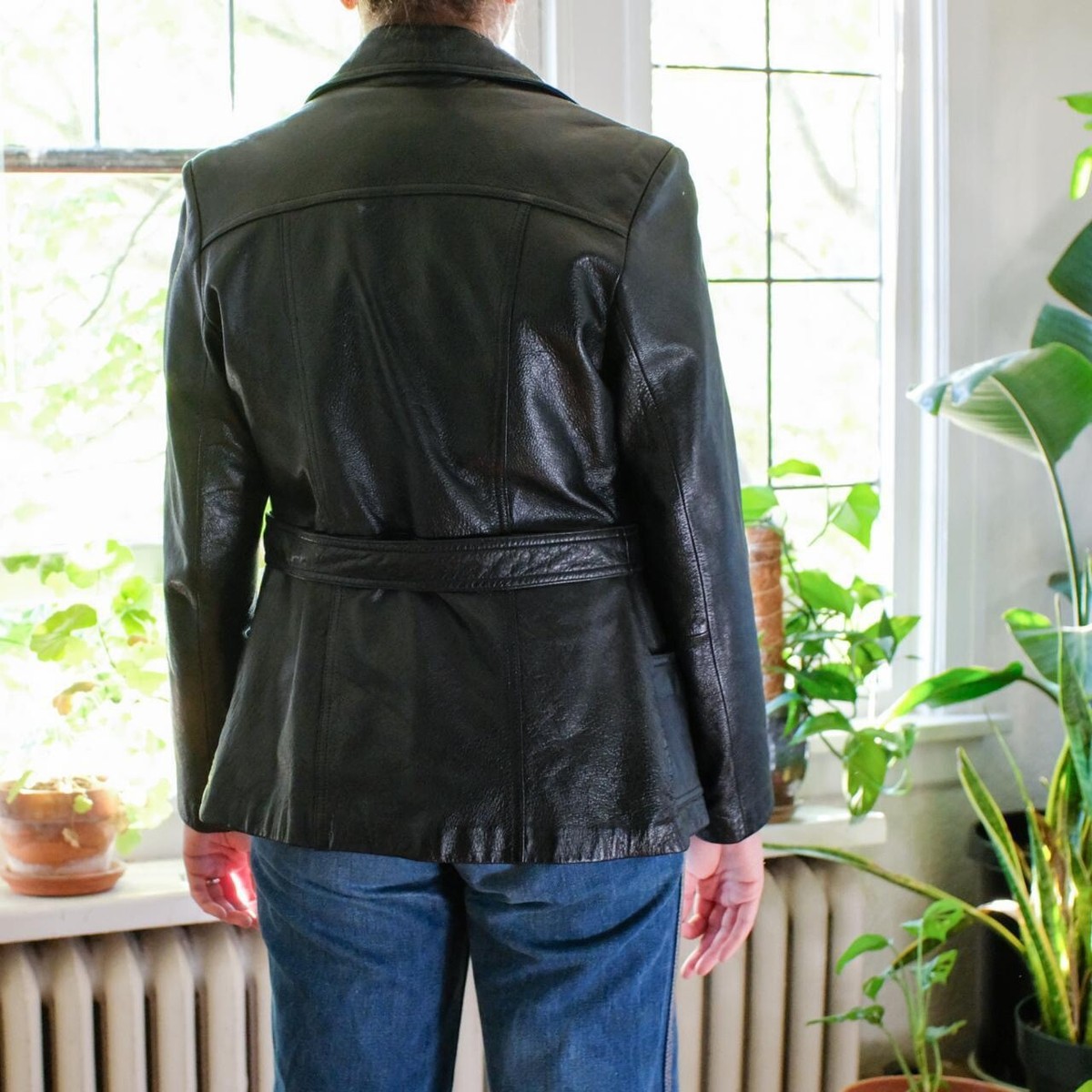 2000s Matrix Leather Jacket Vintage Late 90d Early Y2K Super Cute