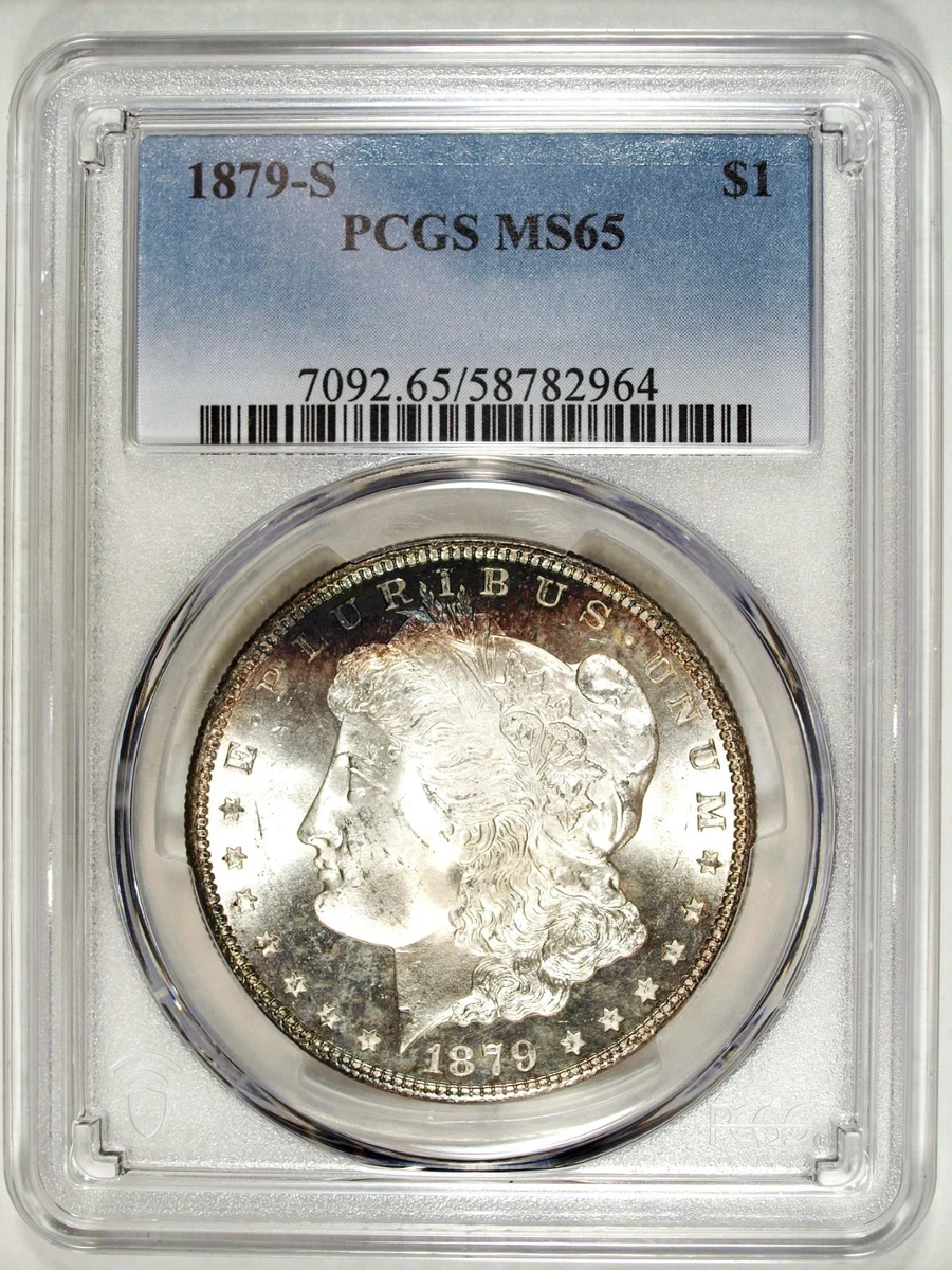 PCGS Certified MS 65 Graded 1879 Year Morgan US Dollars (1878-1921
