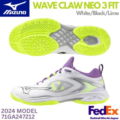 Mizuno Badminton Shoes WAVE CLAW NEO 3 FIT White/Black/Lime