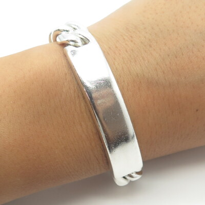 925 Sterling Silver Vintage Mexico Solid 96.9g ID Cuban Link