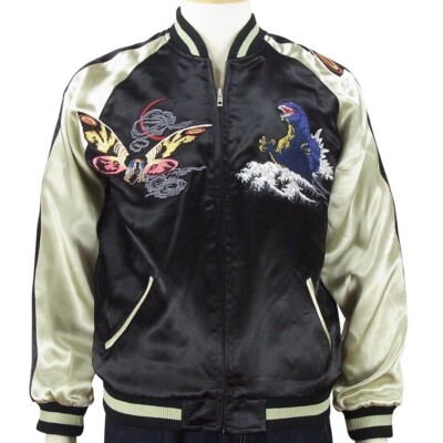 Sukajan Godzilla Mothra Reversible Satin Embroidery Jacket GZSJ