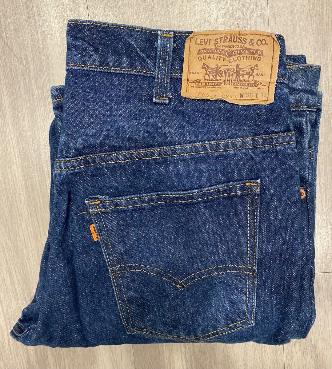 Vintage 70s LEVIS 505 Orange Tab Jeans 20505-0217 36x34 (34x32