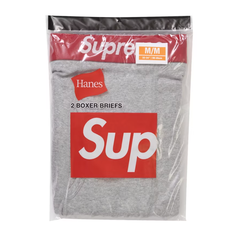 Supreme x Hanes Boxer Briefs (2 pack) - Heather Grey - S, M, L, XL