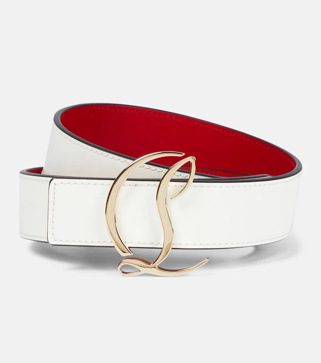 Christian Louboutin Women's Logo White Calf Leather Belt L138615