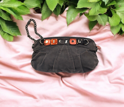 DIESEL Clutch Bag With Leather Logo In Black 00s Y2k Vintage Rare
