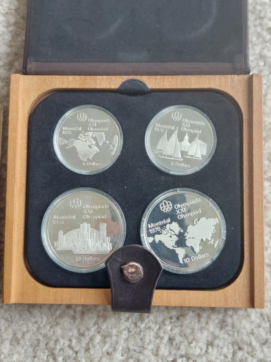 1976 Canada Olympics 4 Piece Silver Proof Coin Set With Case COA
