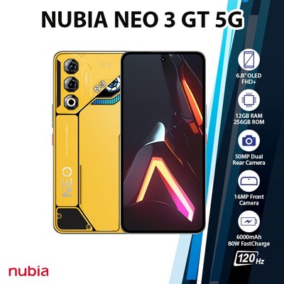 ZTE nubia Neo 3 GT 5G Android Mobile Phone (12GB+256GB/YELLOW/Dual