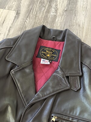 Vintage Avirex O'Coat Brown Leather Field Jacket Made USA Sz S VTG