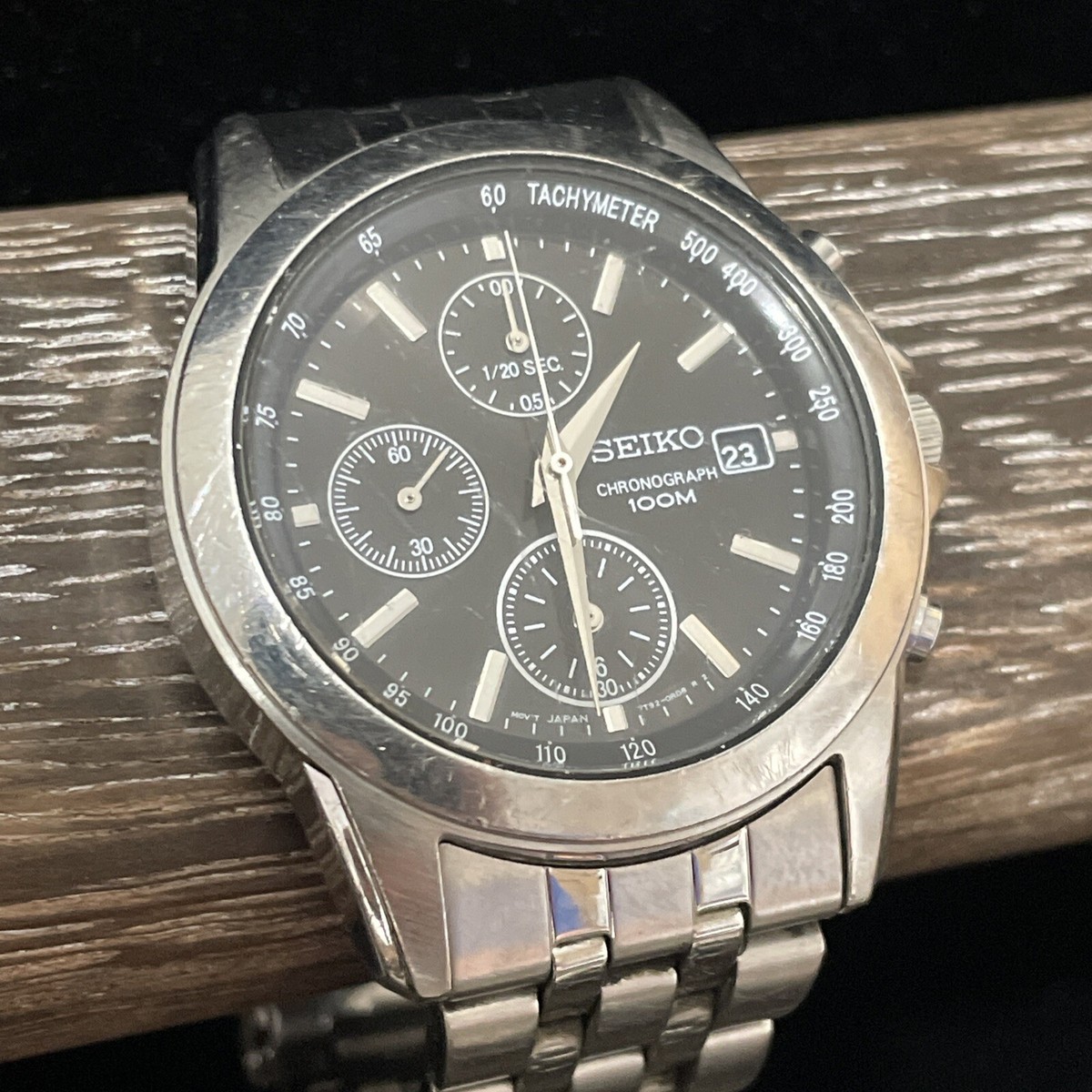 Seiko Chronograph 10Bar 7T92-0LH0 Date Indicator Quartz Mens Watch
