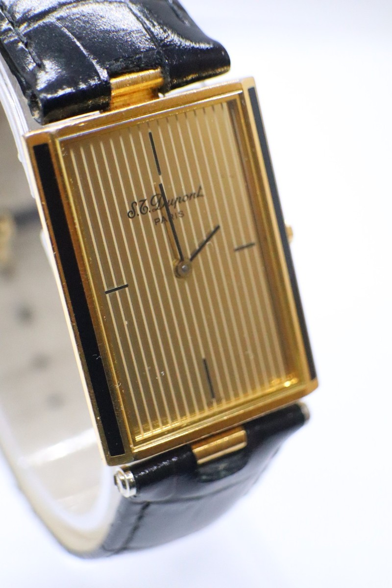 Vintage S.T. Dupont Laque de Chine Tank Swiss Quartz Gold Plated