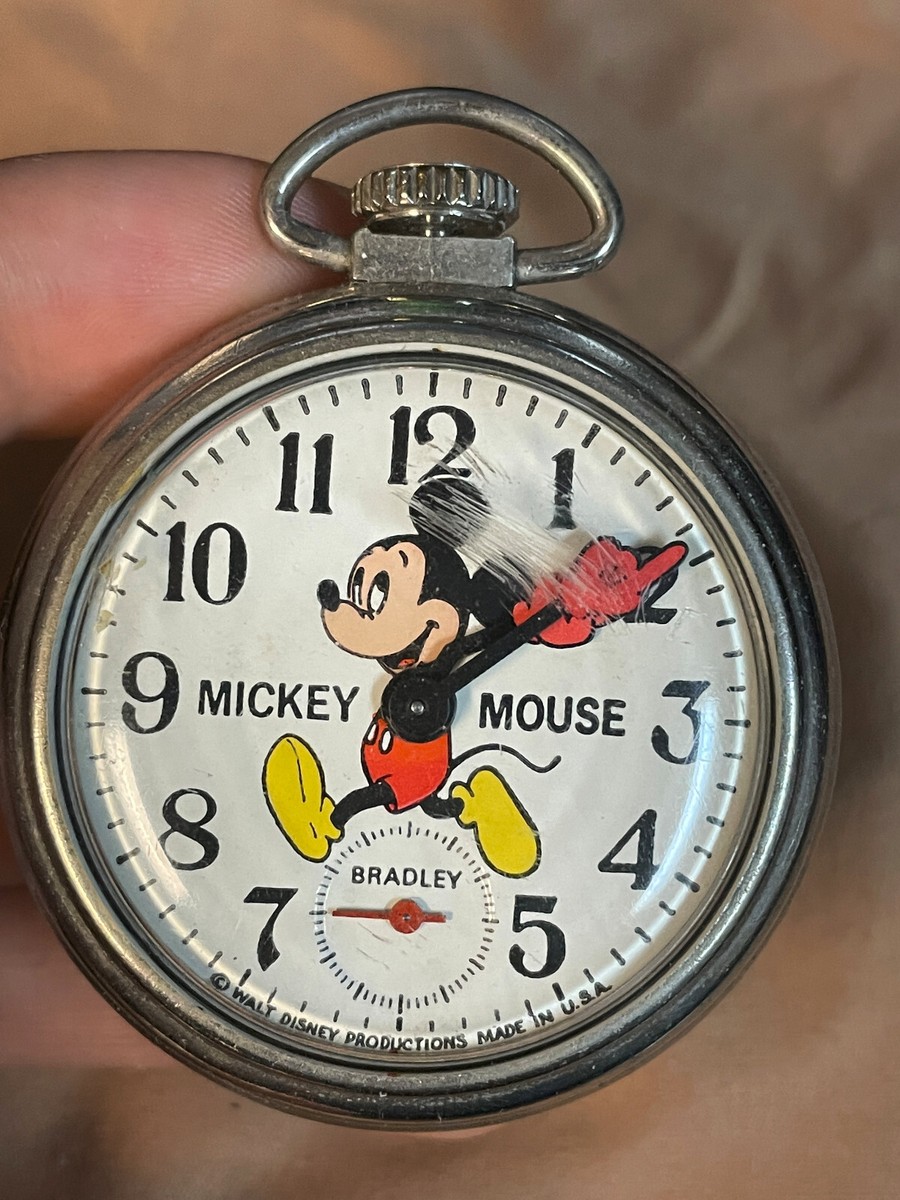 Bradley 1960-70s - Mickey Mouse manual wind pocket watch USA, all