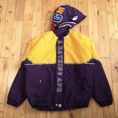 BAPE Shark hoodie batting jacket a bathing ape purple yellow Size
