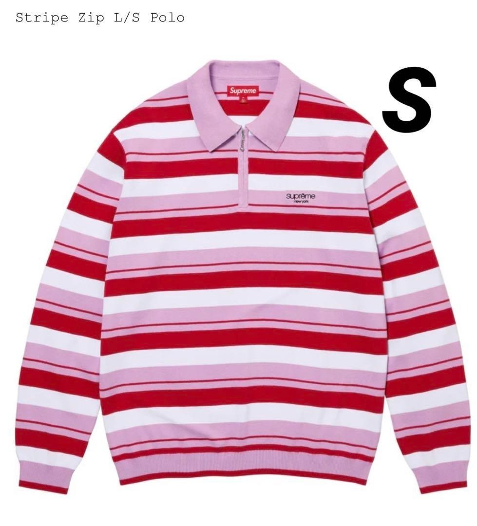 Supreme Stripe Zip L/S Polo Pink Size S New | eBay