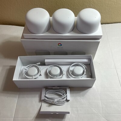 Google Nest Wifi - Wi-Fi Mesh Router AC2200 H2D and 2 Points H2E 3