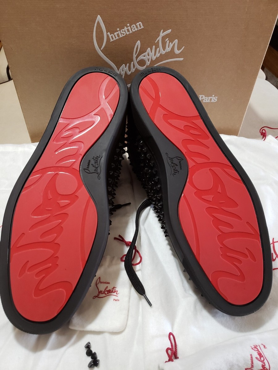 Christian Louboutin spiked black high top sneakers men 43cm $800