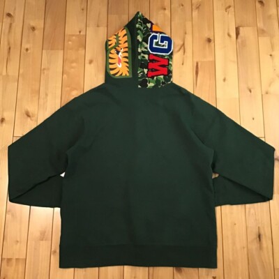 BAPE ABC camo green × DARK green shark full zip hoodie A Bathing