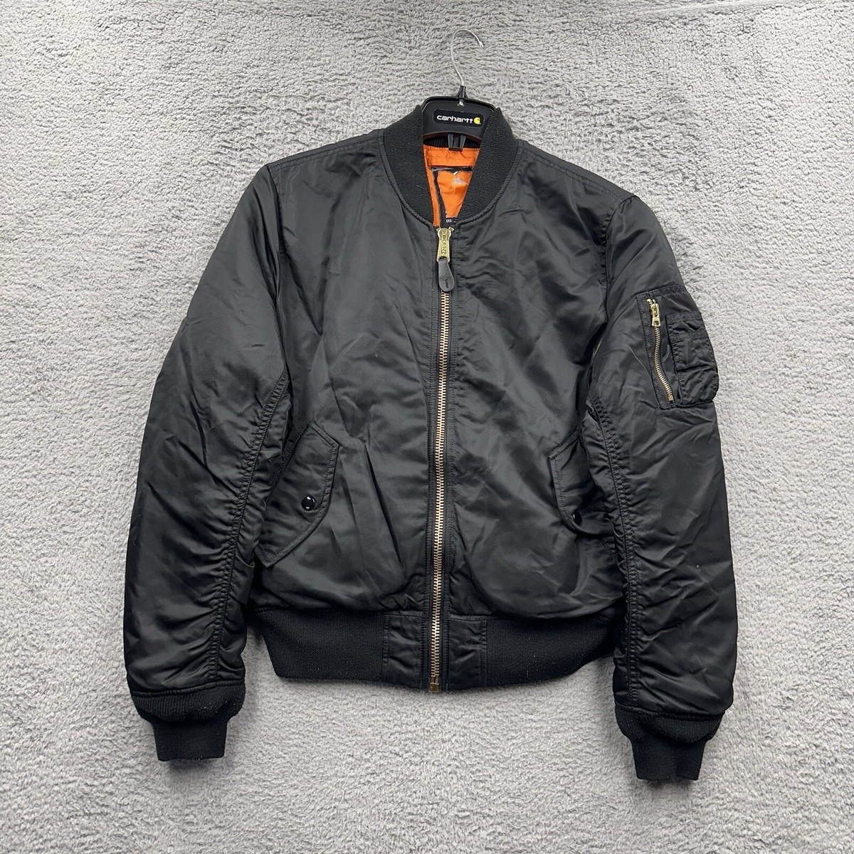 Vintage Alpha Industries MA-1 Flight Bomber Jacket Large Black 90s