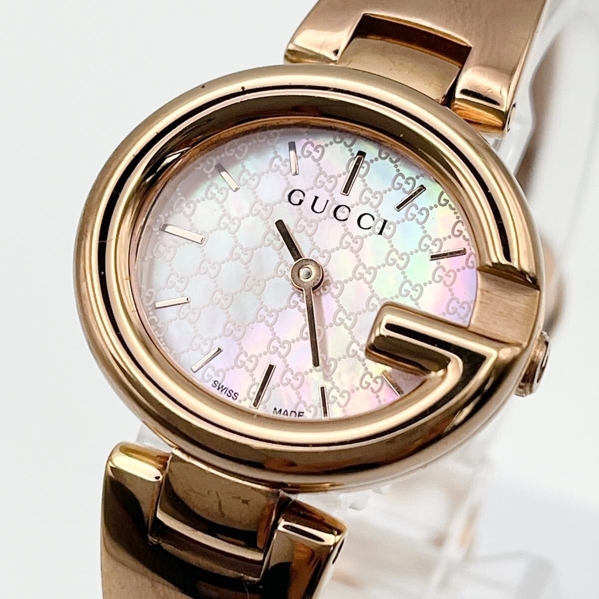 Gucci 134.5 Pink Shell Dial. Bangle Watch .Women's Watch Pink Gold