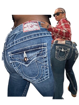 True Religion Jeans 27 VTG Y2K USA Disco Joey Big T Rhinestone