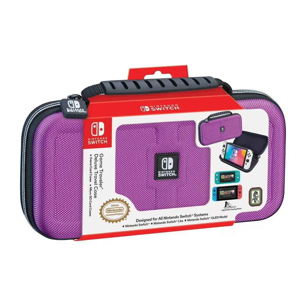 Nintendo Switch Game Traveler Deluxe Travel Case - Purple (Open