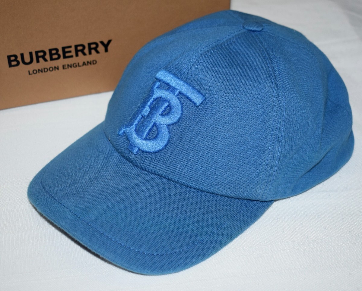 Burberry TB Logo Blue Baseball Cap Hat Size M Adjustable Snap 100