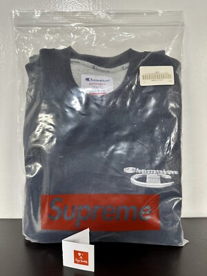 Supreme Champion 3D Metallic Crewneck Size S Navy | eBay