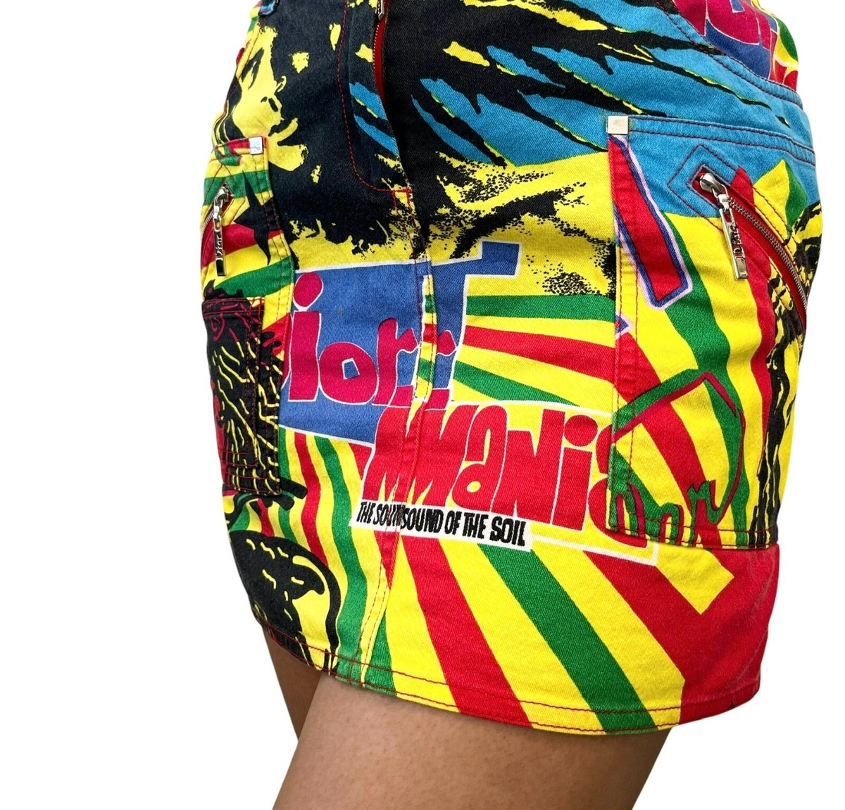 Christian Dior Vintage 2004 Rasta Mania Mini Skirt #34 Cotton