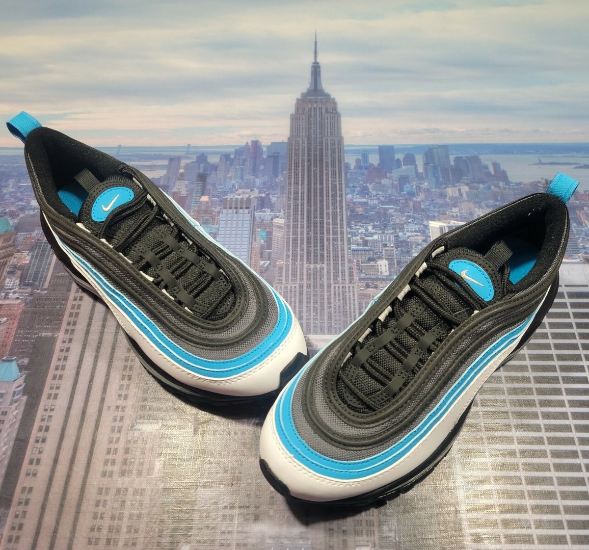 Nike Air Max 97 Aqua Blue White/Dark Grey GS Size 5.5Y or Womens 7