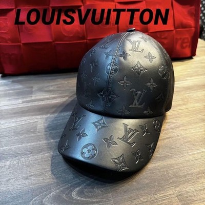 Louis Vuitton Monogram Leather Cap M76581 Luxury Hat Slight Stain