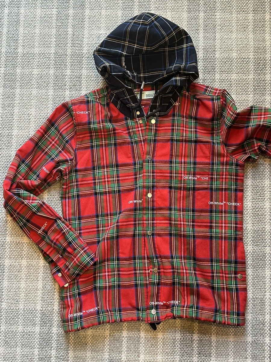 Off-White By Virgil Abloh Check Plaid Shirt Jacket, Mens Large
