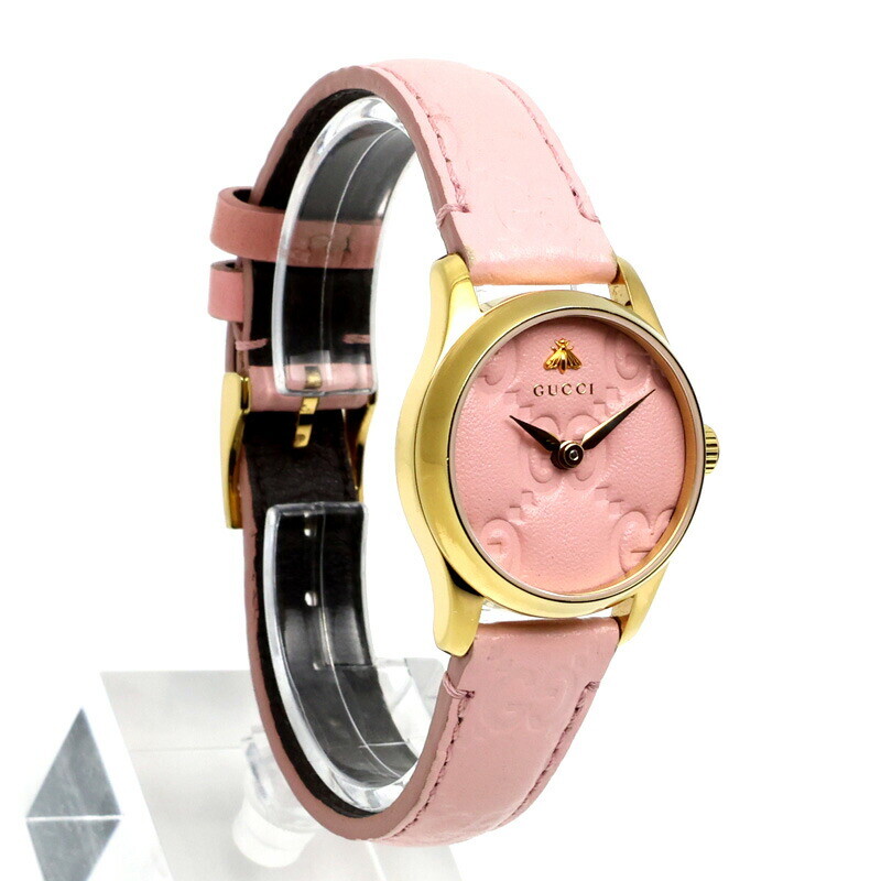 GUCCI WATCH 126.5 G TIMELESS GF PINK LEATHER QUARTZ MOVEMENT