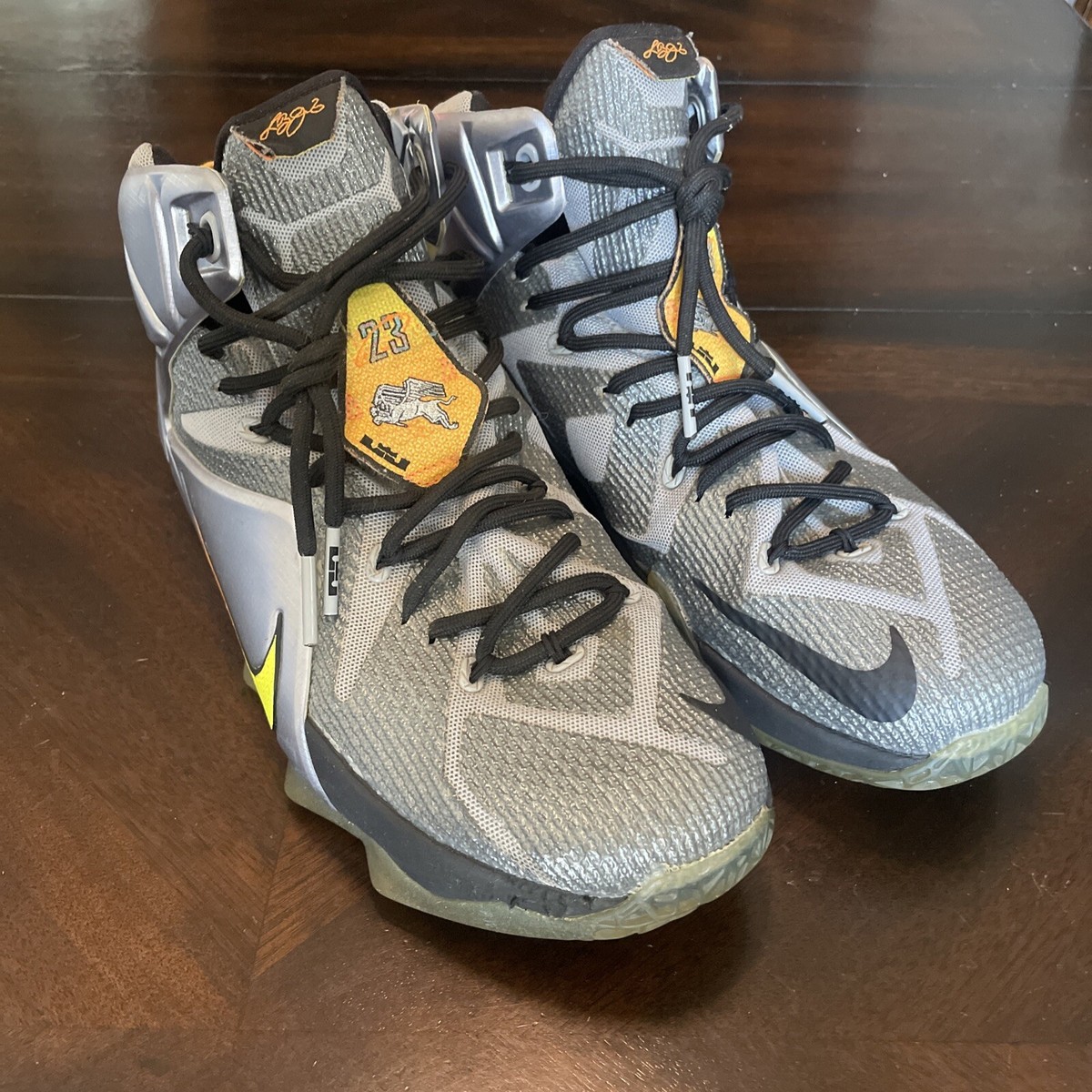 Nike Lebron Revlon 12 Wolf Grey/Bright Citrus 684593-080 Size 11